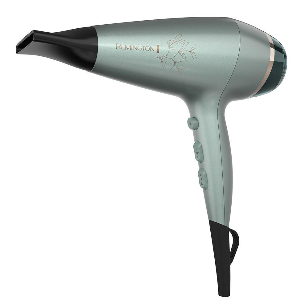 El secador de cabello Remington BotanicalsTM aprovecha los elementos que se encuentran en la naturaleza. Su rejilla está recubierta de microacondicionador cerámico avanzado enriquecido con extracto de aloe vera, jojoba y rosa mosqueta, que se libera en el aire y cuida cada hebra mientras se seca. El secador cuenta con nuestro suave ajuste de temperatura BotaniCare, que le brinda la opción de estilizar a una temperatura más baja de 185 °C . Además, cuenta con un difusor y un concentrador que te ayudan a estilizar tu cabello a tu manera, para cualquier versión de ti mismo que quieras ser hoy.

* Rejilla de cerámica recubierta con microacondicionador enriquecido con aloe vera, jojoba y rosa mosqueta.
* Aloe Vera, jojoba y rosa mosqueta.
* Estilizado saludable y protegido.
* Potencia nominal 1875 W.
* Acondicionamento iónico.
* 3 ajustes de temperatura.
* 2 ajustes de velocidad.
* Filtro de aire removible.
* Cable de salón de 3 m.
* Gancho para colgar.
* Función Botanicare.
* Ráfaga de aire frío.
* Concentrador.
* Motor AC.
* Difusor.

Imágenes meramente ilustrativas. Imágenes e información sujetas a cambios sin previo aviso.

Medidas del Packaging
ANCHO	11.5 CM
ALTO	24 CM
LARGO	31 CM
PESO	64000 GR