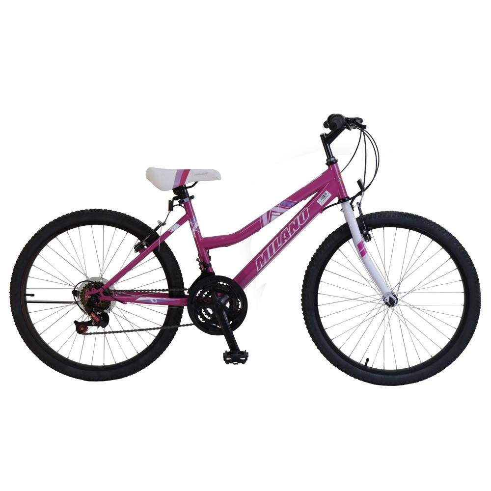Marca: MILANO
Tipo de Bicicleta: MTB
Aro: 24”
Tipo de Producto: BICICLETA
Modelo: ACTION
Color: FUCIA
Cubiertas: TODO TERRENO (24" X 2.125)
Descrillador Delantero: DESC. MILANO
Descrillador Trasero: DESC. MILANO
Frenos: V-BRAKE
Material de Cuadro: ALEACIÓN
Cuadro: CUADRO BAJO - DAMA
Suspensión: RIGIDA
Tipo de suspension: RÍGIDA
Velocidades: 21
