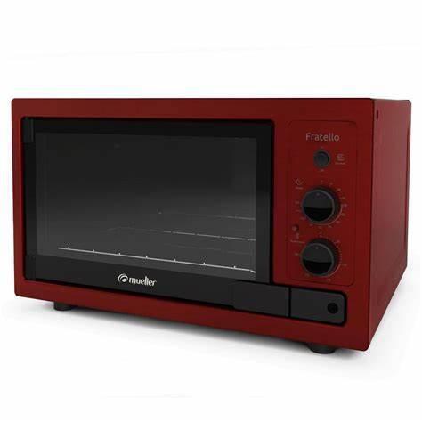 Horno eléctrico Mueller Fratello 44 litros
Ofrece versatilidad y eficiencia en la cocina. Su capacidad de 44 litros es ideal para preparar comidas para la familia, permitiendo hornear, asar y tostar con facilidad. Equipado con controles precisos de temperatura y temporizador, asegura una cocción uniforme y ajustada a tus necesidades. Su diseño compacto y elegante se adapta a cualquier cocina, mientras que su interior fácil de limpiar facilita el mantenimiento. Perfecto para quienes buscan calidad y funcionalidad en un solo aparato.

Características Tecnicas. 
- Capacidad para 44 litros
- Parrilla interior
- Temporizador de 120 minutos
- Bandeja de goteo que previene el derrame de grasa
- Temperatura regulable a perilla hasta 260°C
- Puerta con apertura lateral y visor
- Dorador/grill integrado