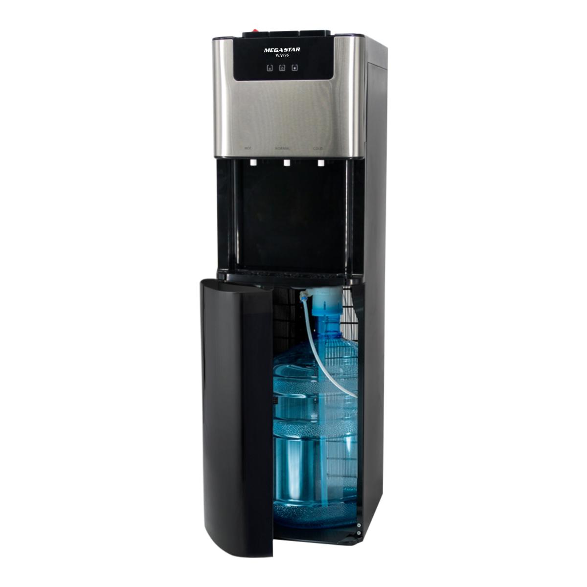 - 3 Temperaturas: frio, caliente y natural
- Refrigeración por compresor
- Capacidad / Temperatura / Potencia:
- Agua fría: 2.0L / 10°C / 85W
- Agua caliente: 5.0L / 90°C / 500W

- Voltaje: 220V 50/60Hz
- Gas refrigerante: R134a