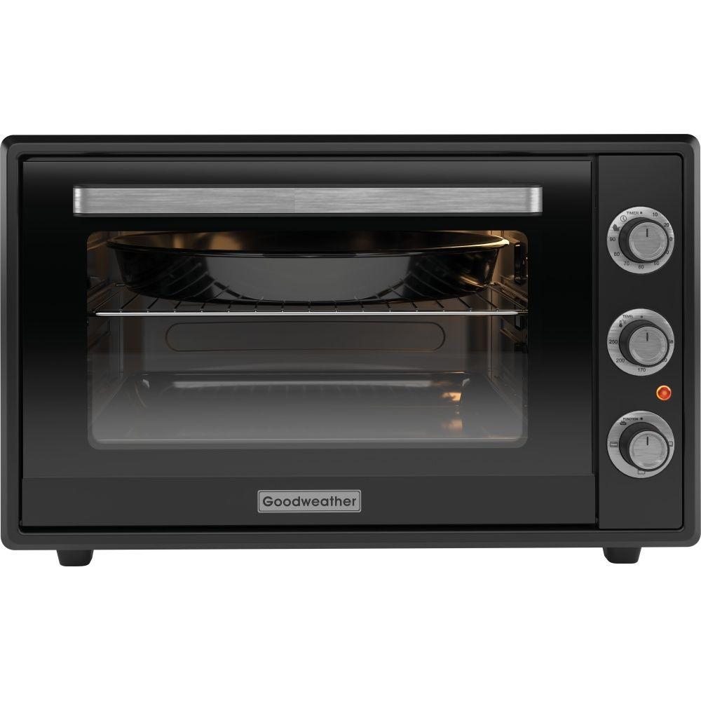 - Diseño: Moderno, funcional y eficiente
- Posee: Luz interior y resistencia superior e inferior
- Potencia: 2000 W
- Temporizador: Hasta 90 minutos
- Temperatura: 250°C
- Capacidad: 65 litros
- Dimensiones: 36 x 60 x 46 cm

El Horno Eléctrico Goodweather GW-65 2000 W es la solución perfecta para quienes buscan eficiencia y versatilidad en la cocina. Con una impresionante capacidad de 65 litros, este horno es ideal para preparar desde cenas familiares hasta grandes banquetes. Equipado con una potente resistencia de 2000 W, asegura una cocción rápida y uniforme de tus alimentos. Su temporizador de 90 minutos te permite programar el tiempo exacto de cocción, mientras que el termostato ajustable hasta 250 °C ofrece un control preciso de la temperatura, adaptándose a diversas recetas. El diseño del horno incluye tres niveles de cocción, facilitando la preparación simultánea de varios platos. La señal de cocción te avisa cuando tus alimentos están listos, y la luz interior te permite monitorear el progreso sin abrir la puerta, conservando el calor. Además, su interior esmaltado garantiza una fácil limpieza, y las patas antideslizantes proporcionan estabilidad en cualquier superficie.