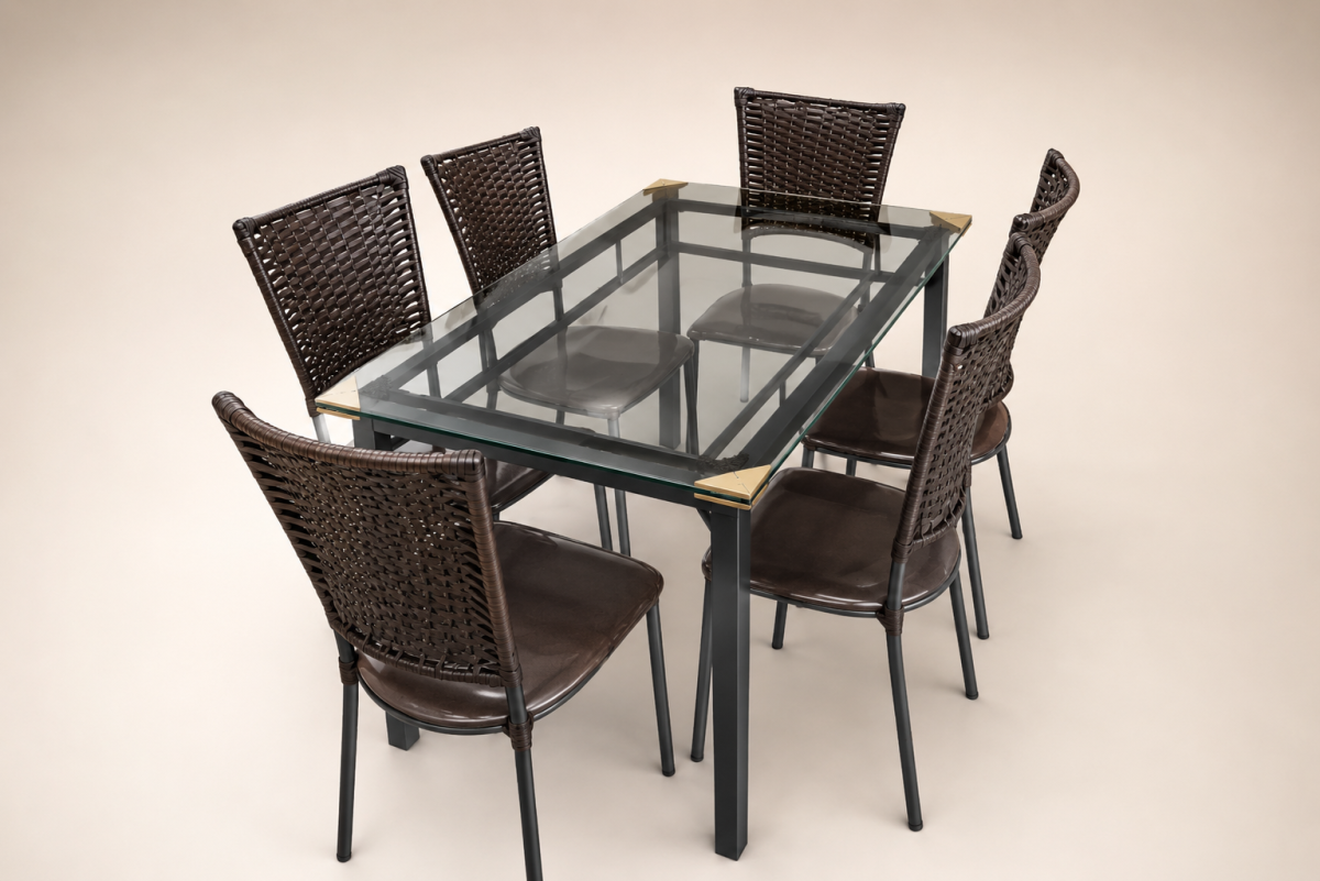 MESA COMEDOR THAIS 6 SILLAS DE VIDRIO
