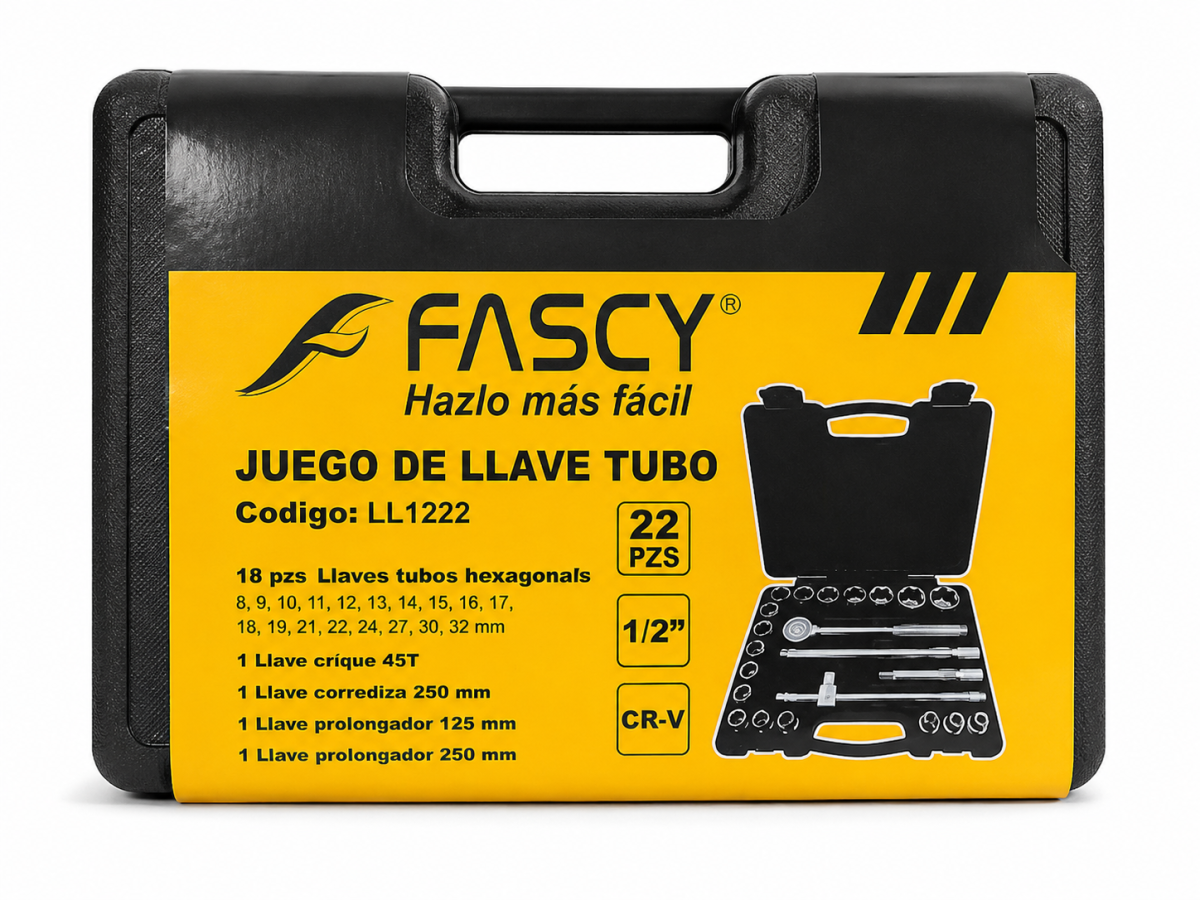 LLAVE TUBO FASCY CRV HEX. 1/2" 22PZS 8-32MM