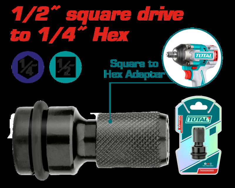 ADAPTADOR PARA LLAVE DE IMPACTO TOTAL 1/2" A ENCASTRE 1/4" HEX DE ATORNILLADORES