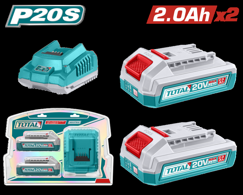 BATERIA TOTAL 20V2AH (2 PZS) Y CARGADOR 20V2A -TFBCPK2212