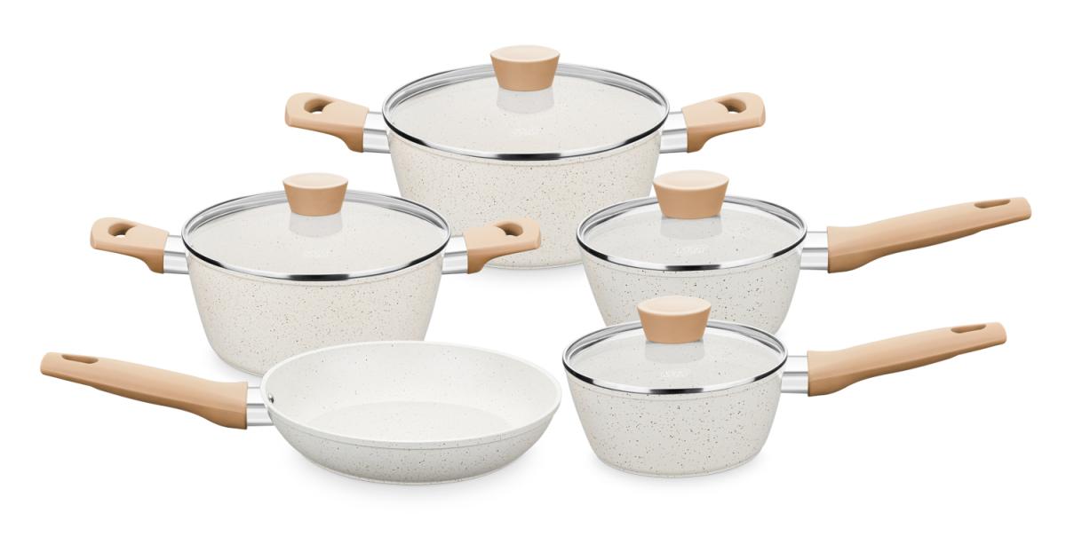 JUEGO DE OLLAS CERAMIC 5PC 2018 MTA VAINILLA